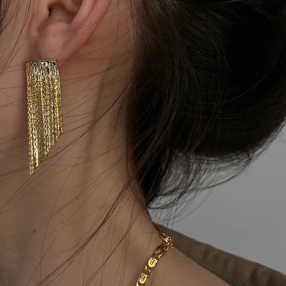 💛Gold plated earrings tassel earrings stylish earrings - Picture 2 of 6